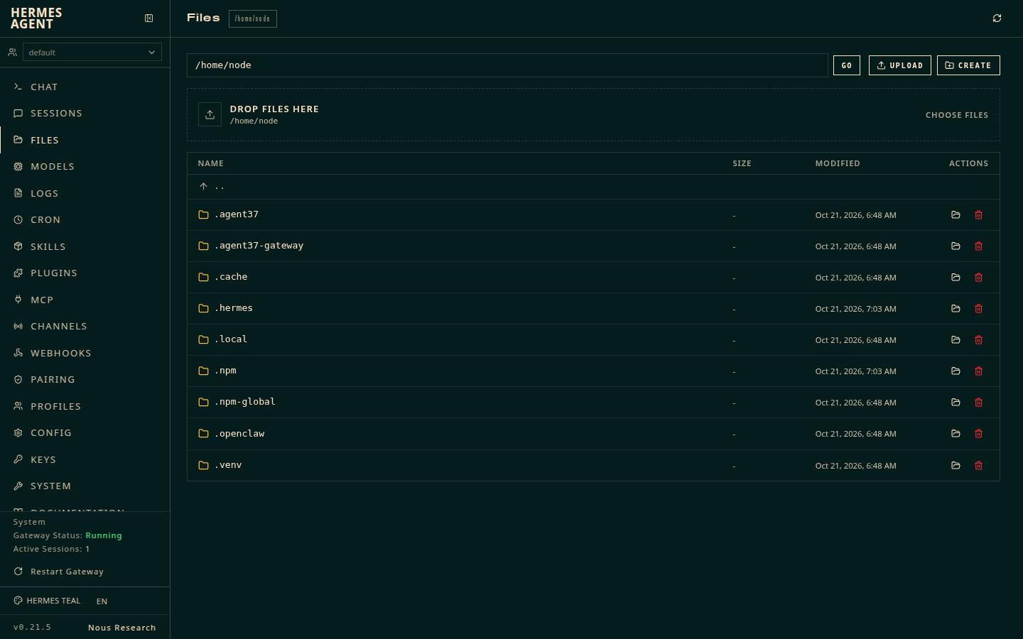The MiniStaff agent's files and jobs: finished work, delivered results and jobs still running